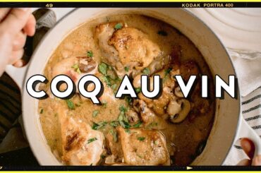 Comfort French Chicken Stew with White Wine - Simple Coq Au Vin Recipe | HONEYSUCKLE