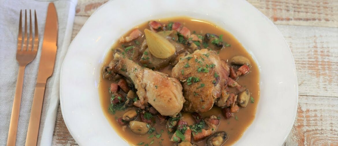 French Bacon and Mushroom Casserole ( poulet cocotte grand mere) French Bacon and Mushroom Casserole ( poulet cocotte grand mere)