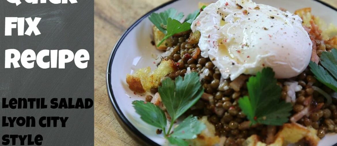 Cold Lentils Salad in French dressing With Poached Egg & Bacon Cold Lentils Salad in French dressing With Poached Egg & Bacon