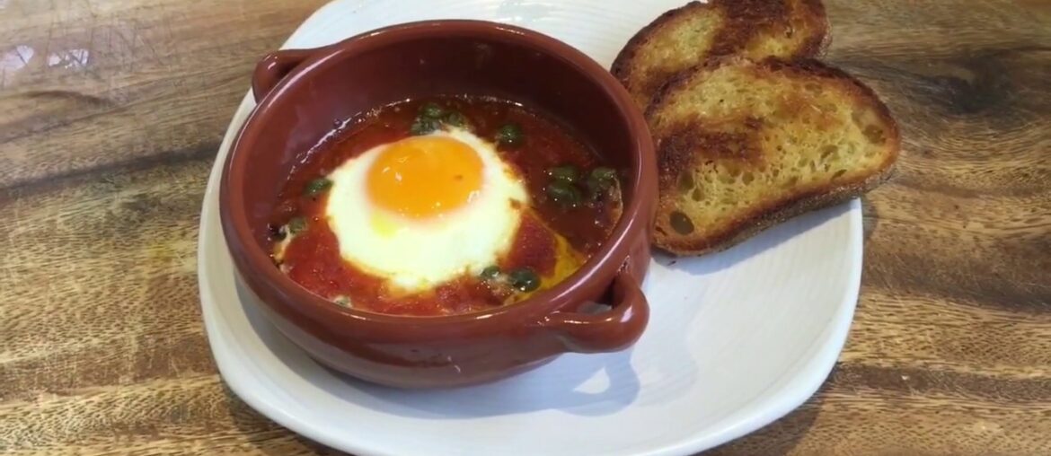 Oven baked eggs with tomato sauce and capers | Mediterranean Cooking