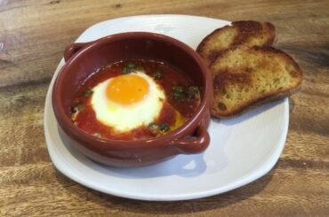 Oven baked eggs with tomato sauce and capers | Mediterranean Cooking