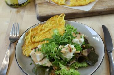 How To Make French Potato Crepes (Rosti) & Goat Cheese Salad