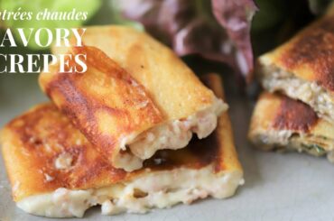 How to make creamy savory French crepes like in France : Ham cheese & mushroom filling (vegetarian)