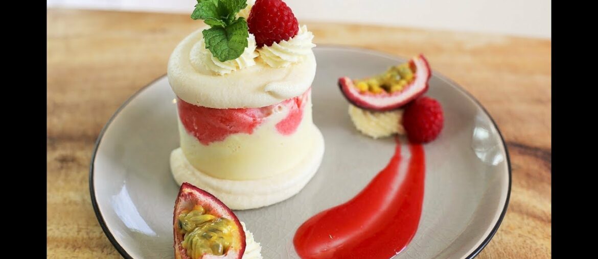 Valentine's days dessert: Duo of Ice cream with meringue & raspberry sauce Valentine's days dessert: Duo of Ice cream with meringue & raspberry sauce