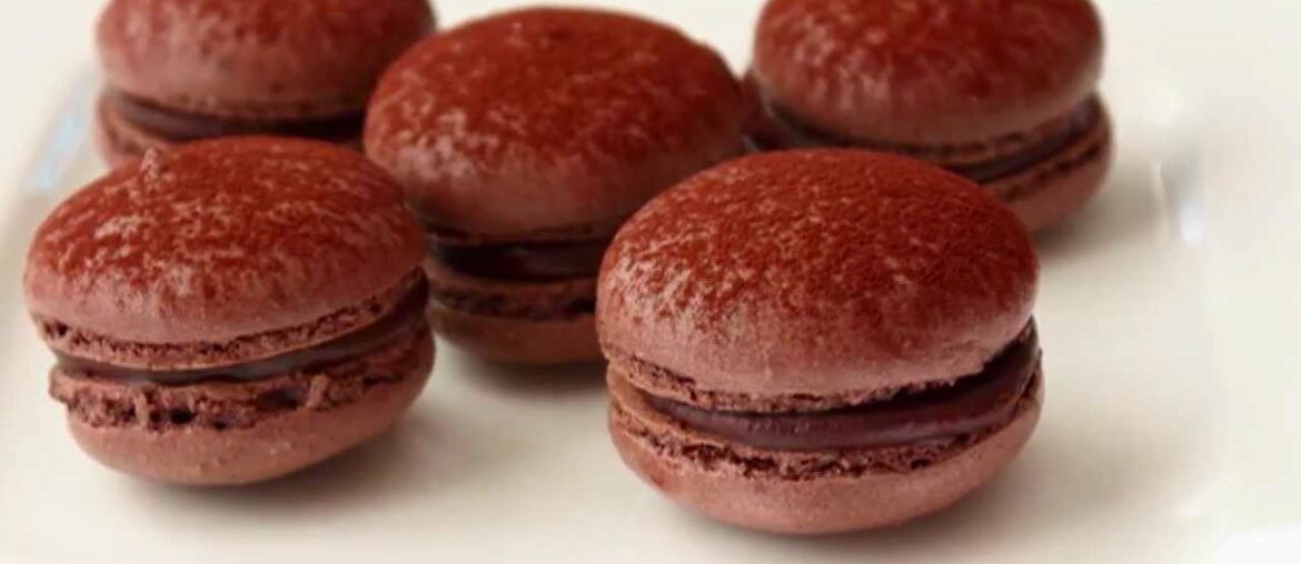 Dark Chocolate Macarons - French Macaron Recipe - Meringue Cookies