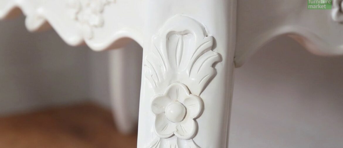 French Chateau White Painted Carved Rectangle 6-8 Seater Dining Table