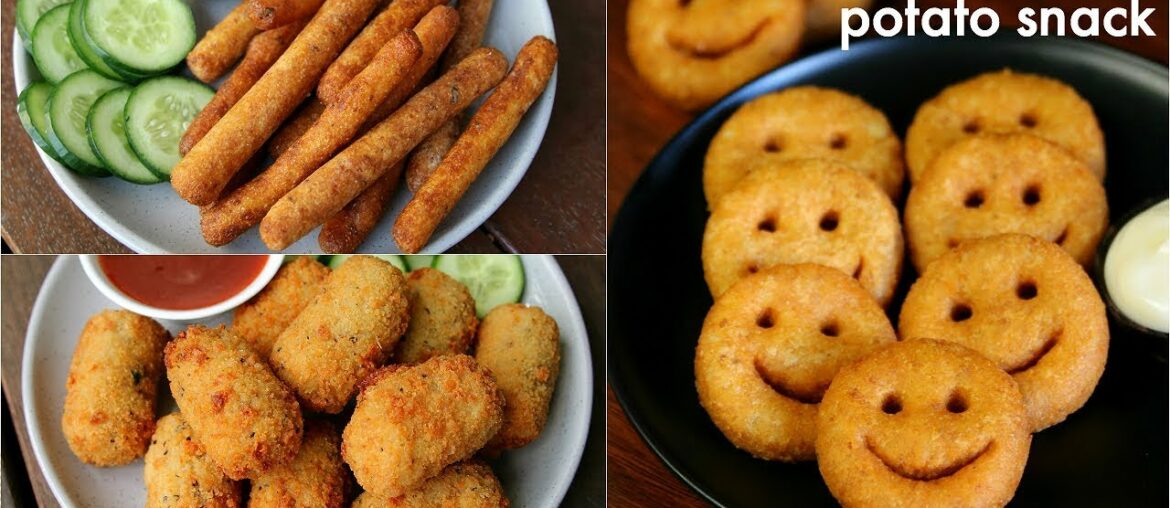 3 easy potato snacks recipe for kids | potato fingers, potato nuggets, potato smiley recipe 3 easy potato snacks recipe for kids | potato fingers, potato nuggets, potato smiley recipe