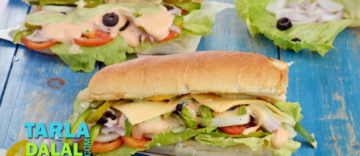 Veg Sub Sandwich Recipe by Tarla Dalal Veg Sub Sandwich Recipe by Tarla Dalal
