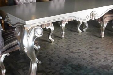Tiara Dining Table Silver Leaf