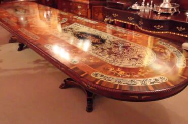 Bespoke Marquetry Dining Table, Pewter, Lapis Lazuli & Agate