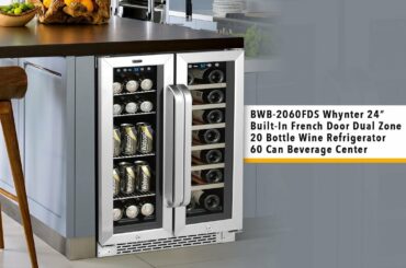BWB-2060FDS Whynter 24″ Built-In French Door Dual Zone Wine Refrigerator / Beverage Center