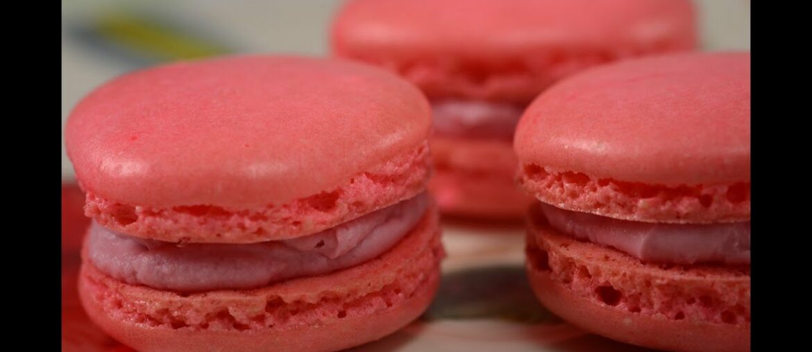 Raspberry Macarons Recipe Demonstration - Joyofbaking.com