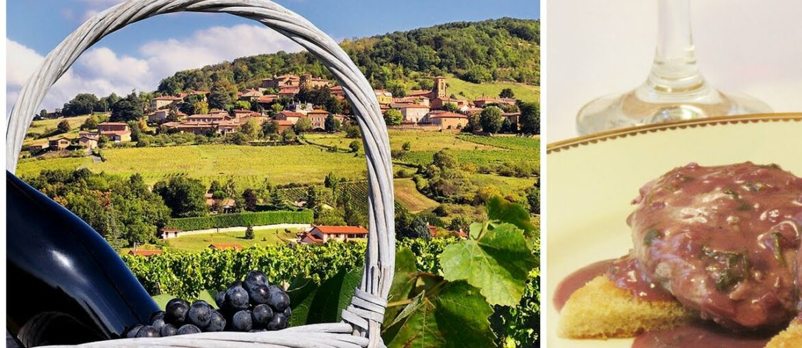 Poached Eggs in Red Wine Sauce, the classic Oeufs Pôchés à la Beaujolaise from France.