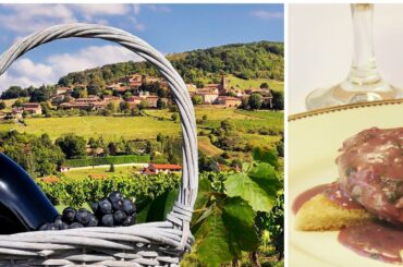 Poached Eggs in Red Wine Sauce, the classic Oeufs Pôchés à la Beaujolaise from France.