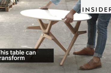 This table tranforms from a coffee table to a dining table