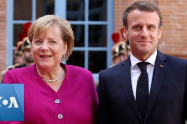 French President Macron Welcomes German Chancellor Merkel for Joint Cabinet Meeting