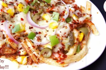 Loaded Pizza Fries Kids Favorite recipe, Restaurant style pizza fries, French Fries pizza recipe