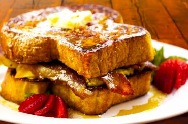 Ultimate French Toast Breakfast Sandwich Recipe - with How-to Make BACON SYRUP! - Chef Tony