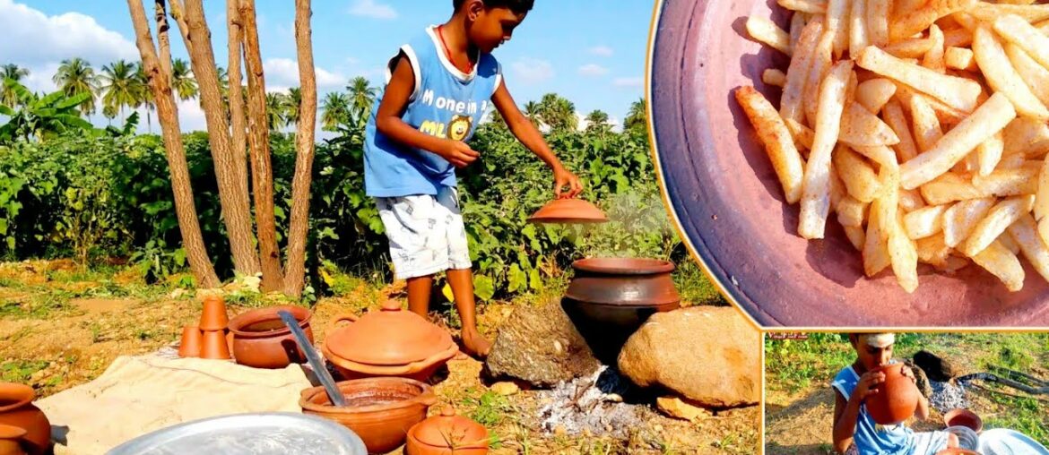 How to make Crispy French Fries Recipe | Cooking by kid | Pot cooking | villagefoodfriends