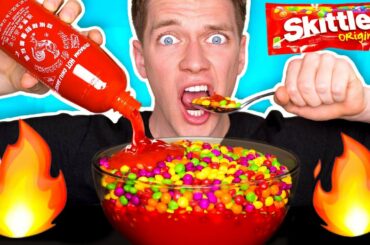 WEIRD Food Combinations People LOVE!!! *HOT SAUCE & SKITTLES* Eating Funky & Gross DIY Foods Candy