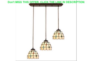 Slide European Nordic Vintage Stained Glass Farmhouse Kitchen Dining Room Led Hanging Pendant Light