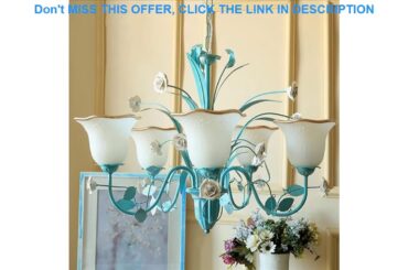 Review American Rustic Rural Blown Glass Chain French Art Deco Flower Led Chandelier Light Lighting