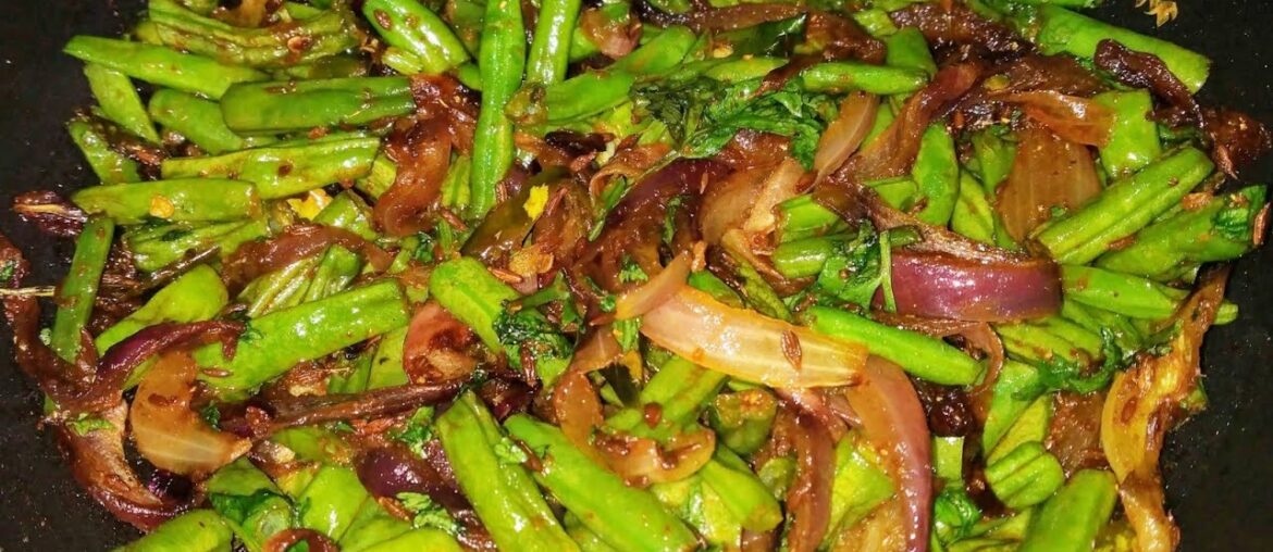 French Beans Sabzi Recipe-French Beans Tasty Bhaji-Green Beans Easy Recipe-French Beans Dry Sabji
