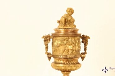 Antique French Pair Gilt Bronze Lidded Urns