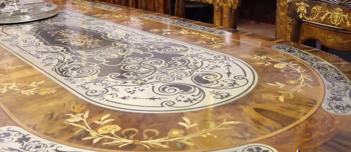 Bespoke Dining Table Pewter, Lapis Lazuli, Agate & 16 Chairs