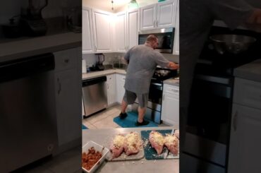 French Onion stuffed ckn breast with lemon vinaigrette Arugula recipe