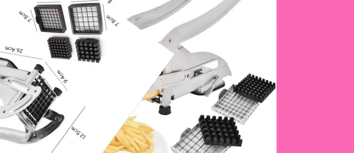 LMETJMA French Fry Cutter with 2 Blades Stainless Steel Potato Slicer Cutter Chopper Potato Chipp...
