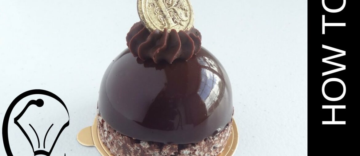 Shiny Mirror Glaze Mousse Dome with Crispy Chocolate Base and Ganache Topping Shiny Mirror Glaze Mousse Dome with Crispy Chocolate Base and Ganache Topping