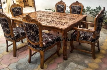 #138 Teak Wood 8 Chair Dining Set | Top Natural Wood Finish Furniture Designs & Ideas by Aarsun