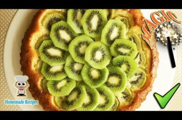 Delicious! Vanilla custard tart with kiwi, a French fruit tart recipe to make a custard fruit tart!