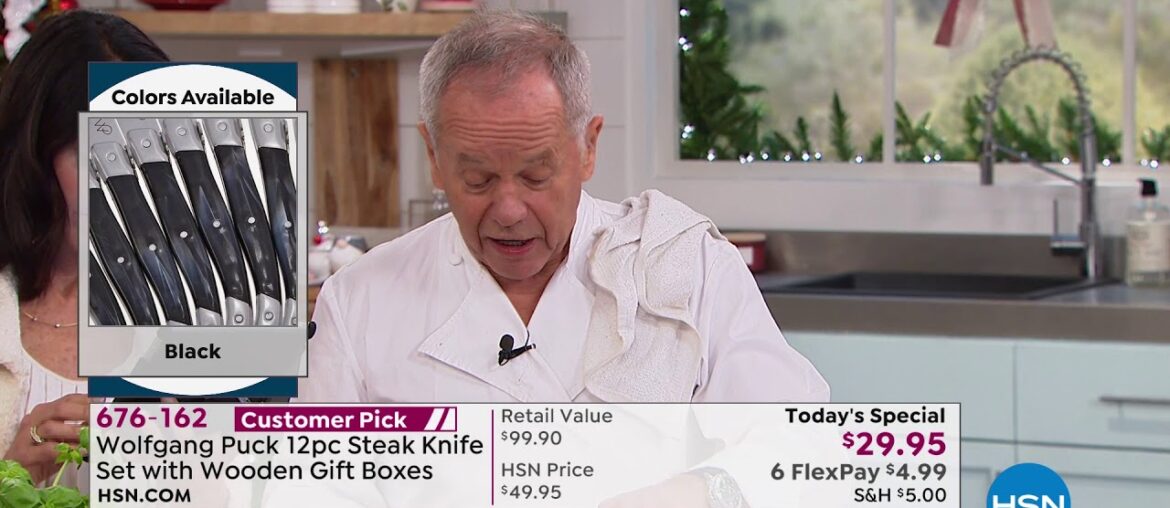 Wolfgang Puck 12piece Steak Knife Set with Wooden Gift B...