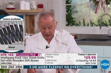 Wolfgang Puck 12piece Steak Knife Set with Wooden Gift B...