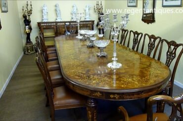 Victorian Marquetry Extendable Walnut Dining Table