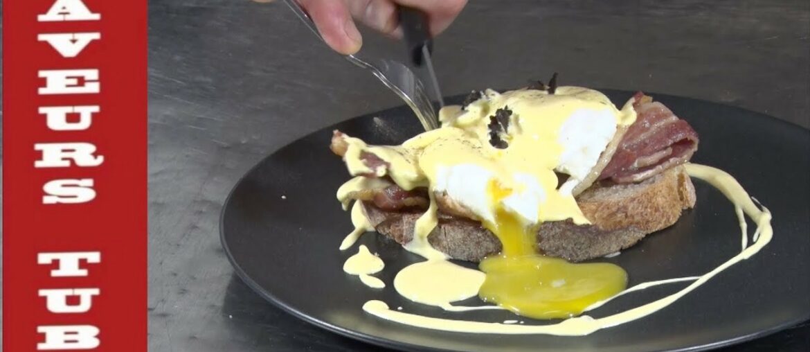 Poached Eggs with Hollandaise sauce and bacon with French TV Chef Julien. Poached Eggs with Hollandaise sauce and bacon with French TV Chef Julien.