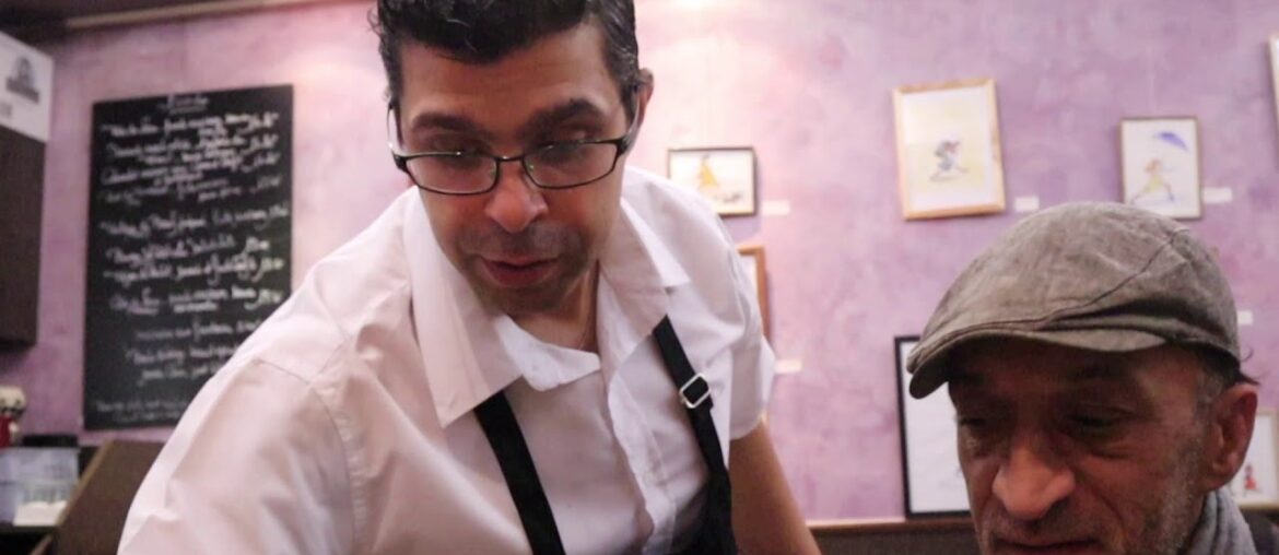 Trying traditional French food in Paris, France. Le hachis Parmentier & le Beaujolais Nouveau.