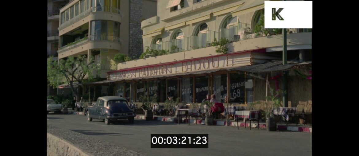 Restaurant in the French Riviera, 1960s France, HD Restaurant in the French Riviera, 1960s France, HD