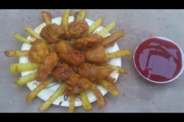 Chicken Pakora Recipe | Crispy Chicken Pakora | French Fries Recipe | Mini Village Food Secrets