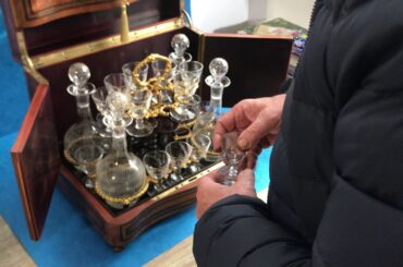 19th Century,  French ,Burr Cedar liquor cabinet