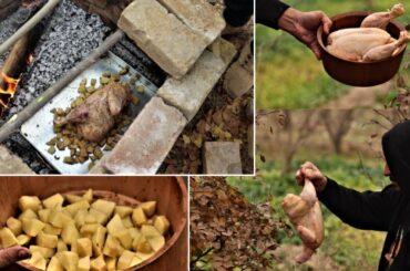 Primitive Technology Cooking Whole French Chicken Recipe  🔥 🐓 The Food Lords