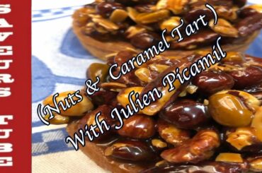 All Nuts & Caramel Tart on a Almond Cream pastry with French TV Chef Julien.
