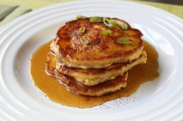 Mancakes - Bacon, Green Onion, & Cheddar Corn Pancakes Recipe - Father's Day Brunch
