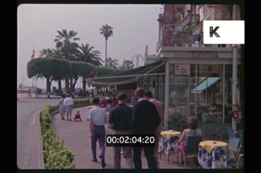 Cafes on the French Riviera, 1960s France, HD from 35mm