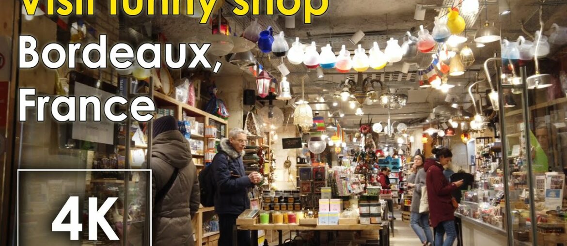 BORDEAUX travel France 4k walk video : City Sounds night walk, rue St James funny shop - osmo pocket