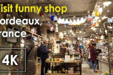 BORDEAUX travel France 4k walk video : City Sounds night walk, rue St James funny shop - osmo pocket