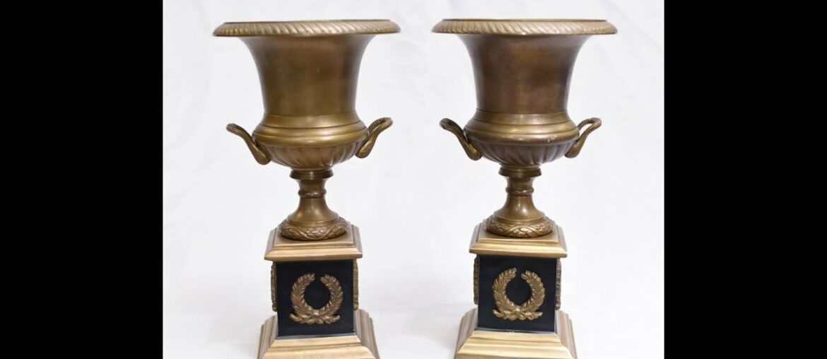 Pair Antique Bronze Campana Urns   French Empire Medici - Canonbury Antiques