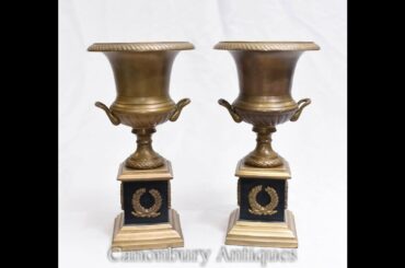 Pair Antique Bronze Campana Urns   French Empire Medici - Canonbury Antiques